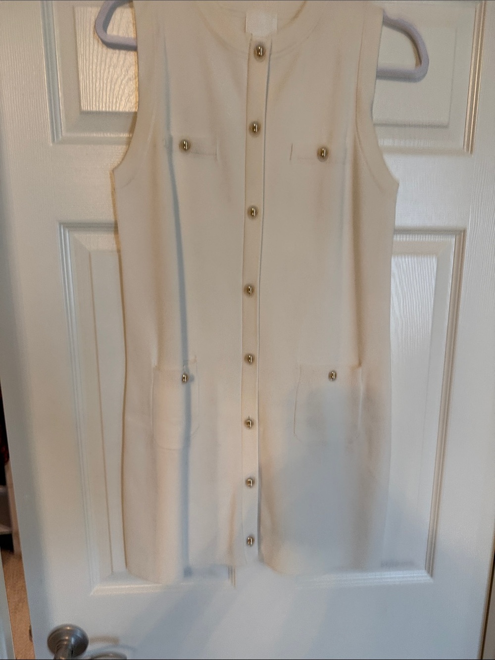 HM Cream Sleeveless Button-Front Shift Dress